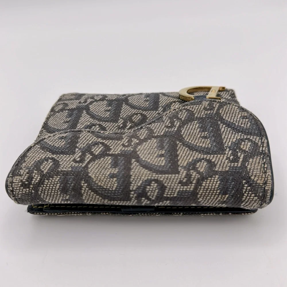 Christian Dior Wallet Saddle Lotus Oblique Jacquard with Unbranded Chain